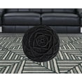 thumbnail image 3 of HomeRoots 486552 16 x 17.5 x 17.5 in. Black Cotton Blend & Brown Round Pouf Ottoman, 3 of 5