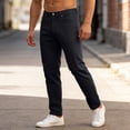 thumbnail image 2 of XIAONU Mens Solid Slim Fit Jeans Slim Tapered Full Length Button Fly Trousers Stretch Casual Everyday Bottoms, 2 of 6
