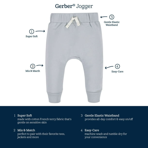 Gerber Baby Boys' Toddler 3-Pack Jogger Pants, Camo, 3T 