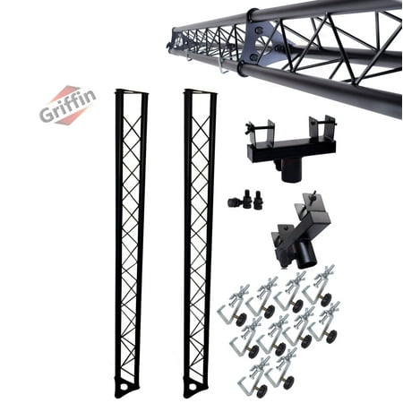 Image of DJ Triangle Truss Extension Lighting System by Griffin Mounts on your Speaker Stands Trussing Stage Kit for Smoke Machines & Dance Laser Lights C Clamps Mounting Brackets & Platform Hardware Set
