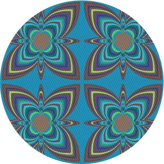 Ahgly Company Machine Washable Indoor Square Transitional Dark Turquoise Green Area Rugs, 3' Square