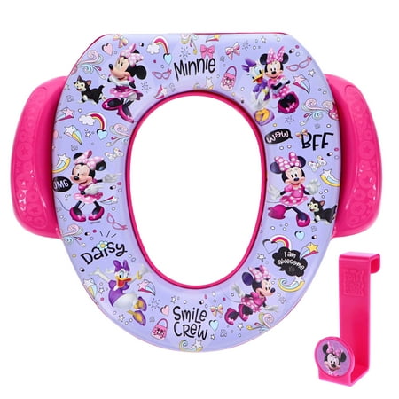 Disney Minnie Mouse "Smile Crew" Soft Potty Training Seat for Toddlers with Hanging Hook, Fits Standard Toilets