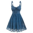 thumbnail image 2 of A-line hole mini flower embroidered sleeveless lace-up dress parachute summer casual women's robe-Blue-XXXL, 2 of 6