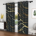 thumbnail image 5 of Lfeey Blackout Curtains for Children's Room, Black Gold Wave Stone Foil Print, 52 Inches Wide, 2 Panels, 5 of 5