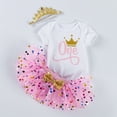 thumbnail image 4 of SONGGE Girls Birthday Party Outfit Sets Short Sleeve O-Neck Romper Dress With Hair Cute Toddler Celebration Cartoon Soft Clothing Sets, 4 of 4