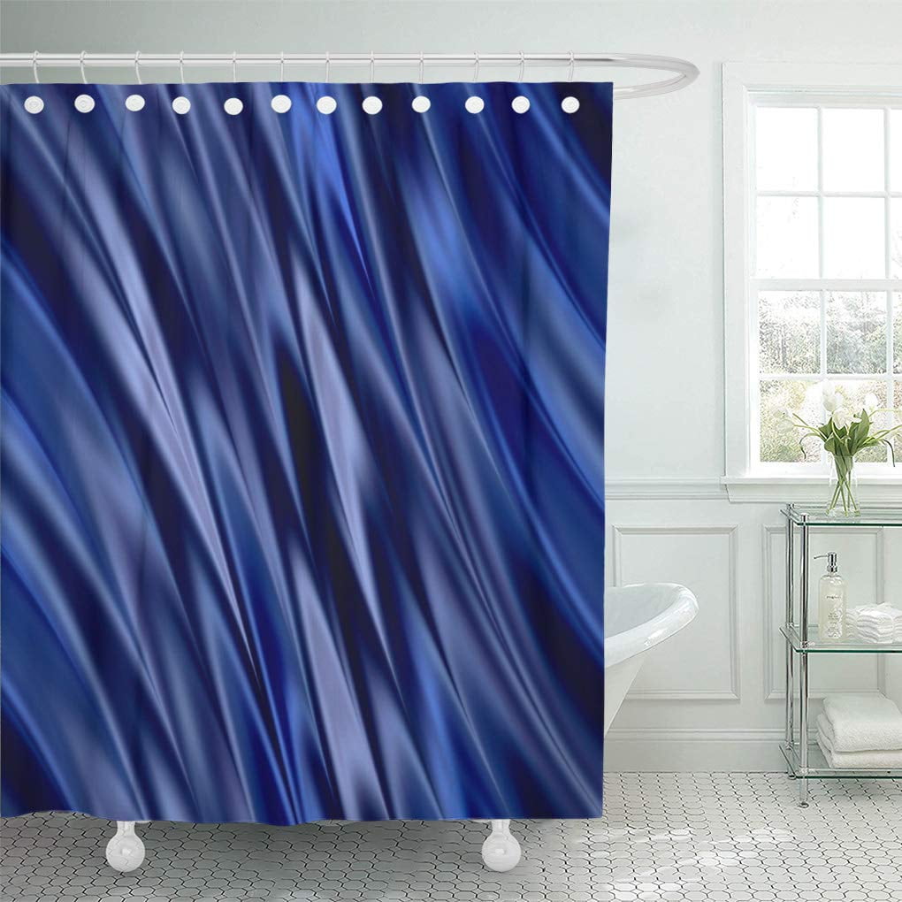 SUTTOM Striped Indigo Violet Blue Satin Pattern Abstract Waves Shower Curtain 60x72 inch