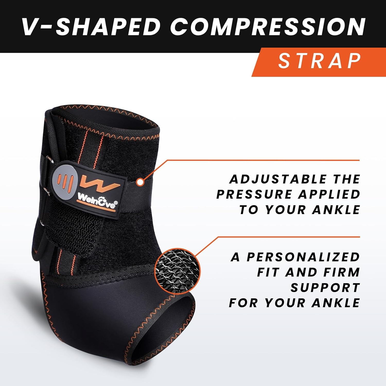 Welnove Ankle Support Brace with Stabilizers, Adjustable Compression Straps,for Women, Men (2 Pack, Large)