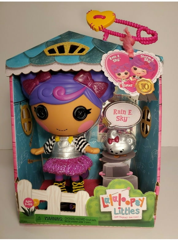 Lalaloopsy Littles Doll Rain E. Sky with Pet Cloud with a Silver Lining - 18 cm Purple Rocker Musician Doll with Changeable Outfit, in Reusable House Package Playset, for Ages 3 - 103