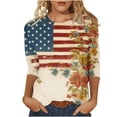 thumbnail image 2 of JTZGDY Plus Size 3/4 Length Sleeve Womens Tops Funny American Flag 4th of July Shirts Stars Stripes Patriotic Tshirts Trendy Holiday USA Flag Tunic Blouses Multicolor#04 XXL, 2 of 6