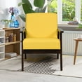 thumbnail image 4 of Gymax Wooden Upholstered Accent Chair Fabric Armchair Home Office Yellow, 4 of 9