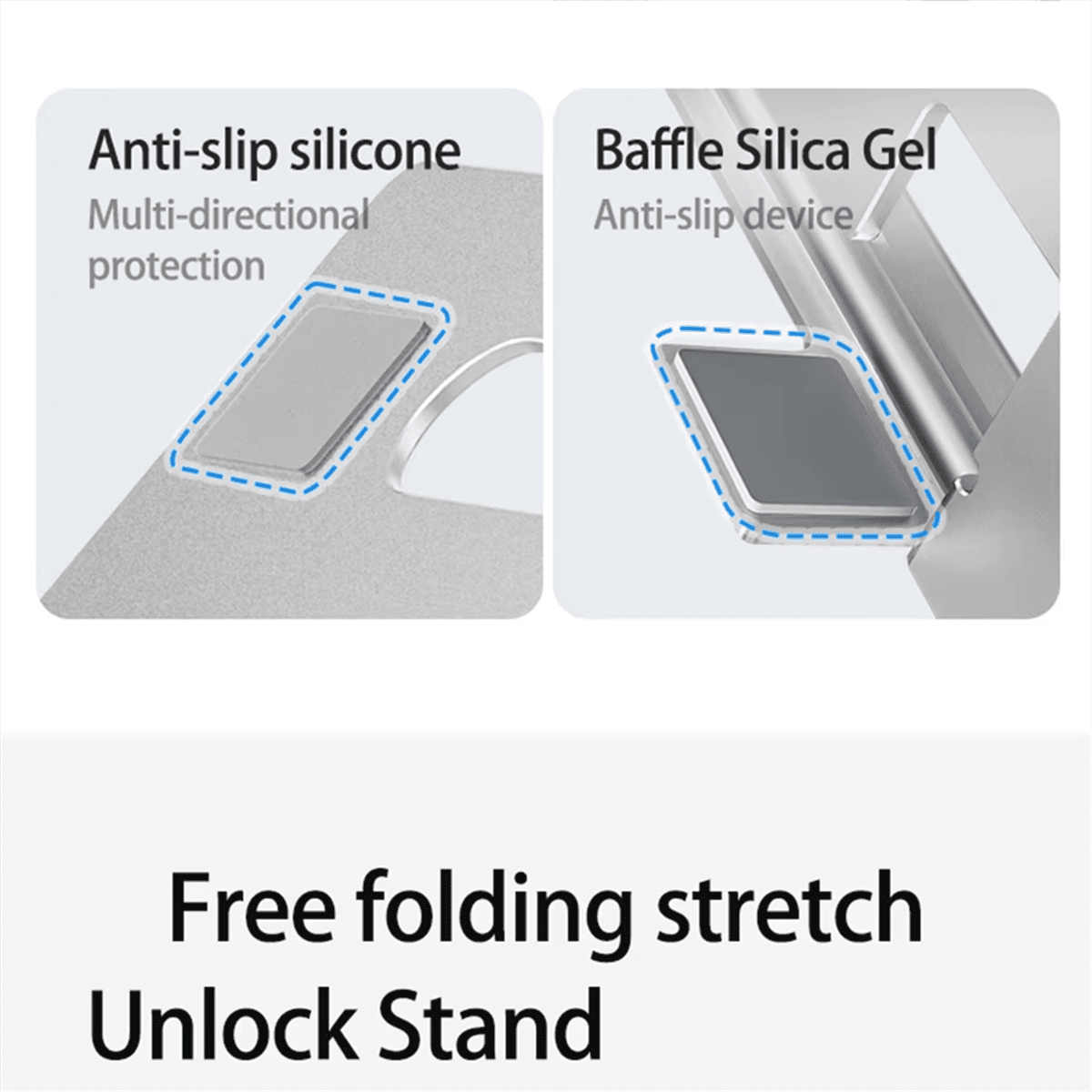 Laptop Stand Adjustable Foldable Aluminum Portable High Quality Computer Stand Suitable for Laptops Up to 17.3 Inch,1 * Stand,Silver