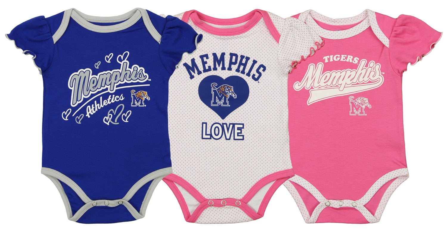 OuterStuff NCAA Infant Girls Memphis Tigers 3 Piece Bodysuit Set 