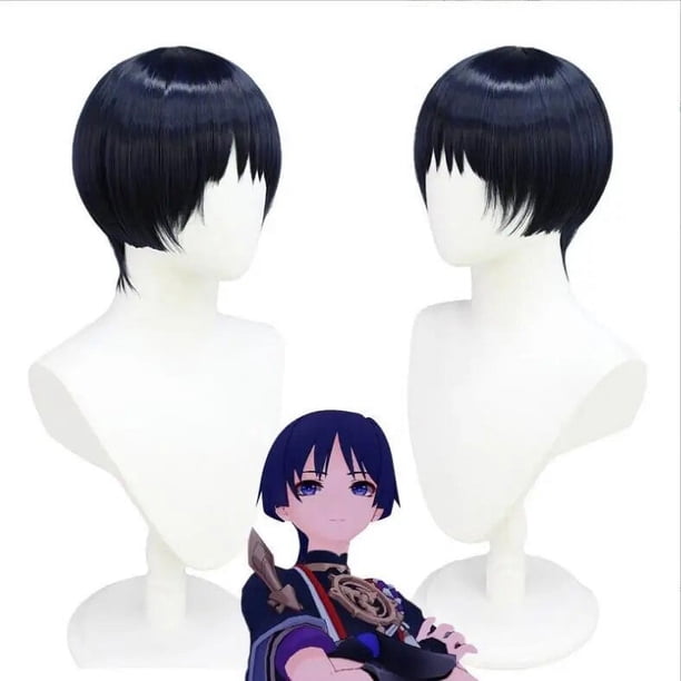 Scaramouche-Disfraz de Cosplay de Genshin Impact, peluca de pelo azul profundo, Kimono de Wanderer Story, trajes de Cosplay