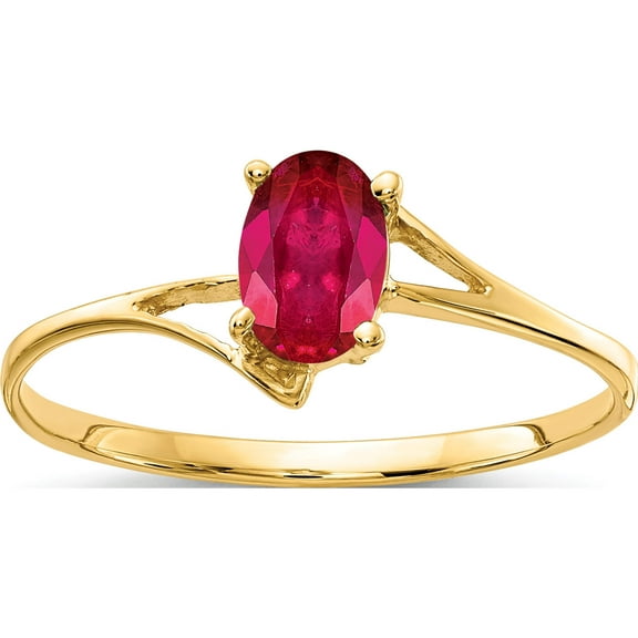 14K Yellow Gold 6X4mm Oval Ruby Ring (Size 6) Made In United States y4659r