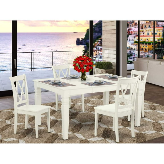 East West Furniture Dining Room Set Linen White, WECL5-LWH-W
