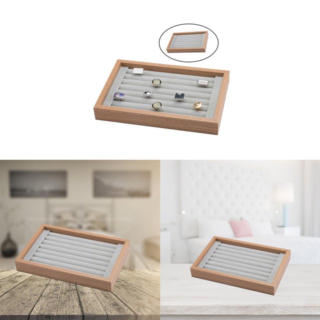 Wood Jewelry Trays Organizer tray and storage Display Box Holder for Earring Necklace Brooch Rings
