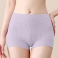 thumbnail image 4 of KHONTS Women's Seniors Plus Size Ribbed Panties Comfy Soft Seamless Full Coverage Boxer Brief High Waist Tummy Control Briefs Light Purple XXL, 4 of 9