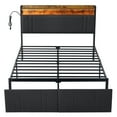 thumbnail image 5 of LED Twin Size Bed Frame with Storage Headboard & 1 Drawers,Heavy Duty Metal Bed base Upholstered Platform Bedroom Furniture Charging Station Black,Z-hom, 5 of 8