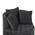 thumbnail image 6 of Swivel Accent Barrel Chair Velvet Upholstered Club Chair with Movable Wheels and 3 Pillows, Modern Oversized Round Lounge Single Sofa for Living Room Bedroom Hotel Office, Black, 6 of 9