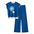 thumbnail image 1 of Pantalones Casuales sin Mangas Impresos con Cuello Redondo Conjunto Superior, Pantalones Ligeros Mujeres para Primavera Verano, 1 of 2