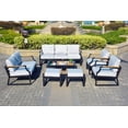 thumbnail image 5 of 7 Pcs Outdoor Patio Furniture Set Aluminum Conversation Set Sectional Sofa Set with Table and Ottoman, Black, 5 of 8