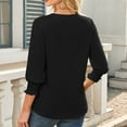 thumbnail image 5 of MIXUE Boho Tops For Women Summer Solid Color V Neck Long Sleeve Casual Lace Trim Party Pullover Shirts For Women Tee Shirts Daily-Wear,Black,S, 5 of 7