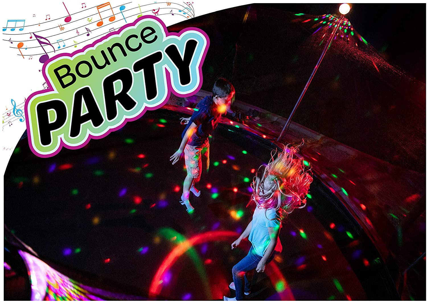 ThrillZoo Bounce Party - Trampoline Lights &amp; Music - Kids Fun Summer Nightime Trampoline Accessories Game