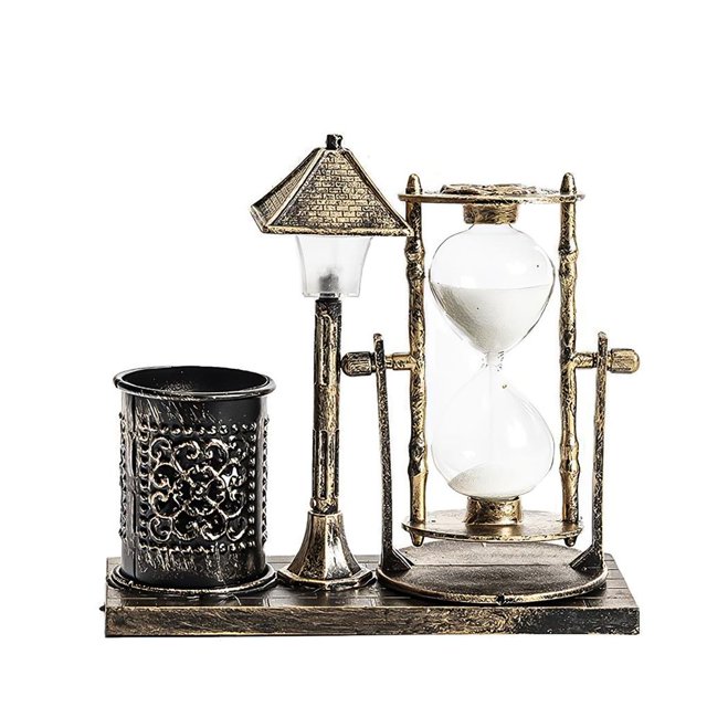 Lámpara Organizadora De Bolígrafos De Reloj De Arena, Soporte De Bolígrafo Con Temporizador De Arena Retro Antiguo, Adornos Decorativos, Lámpara De Copa De Bolígrafo Para Hombre Y Mujer Kearding HA027012-01