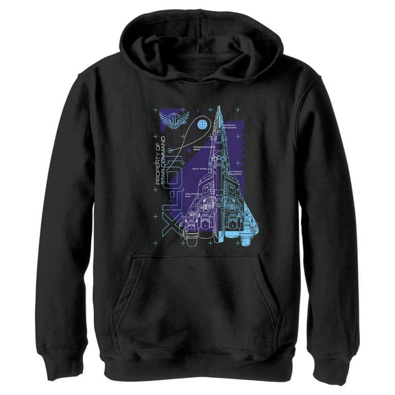 Boy's Lightyear XL-01 Spaceship Blueprints  Pull Over Hoodie