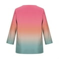thumbnail image 5 of Bvxeep Women's Fashionable Casual Loose Summer 3/4 Sleevev-neck Gradient Printed Pullover Top, 5 of 6
