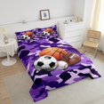 thumbnail image 4 of Erosebridal Ensemble de Literie de Basketball Football pour Lit Simple, Couette Camouflage Violet, Réversible, 4 of 7