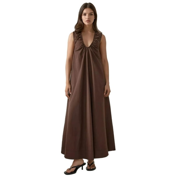 Maxi Dress with U Collar