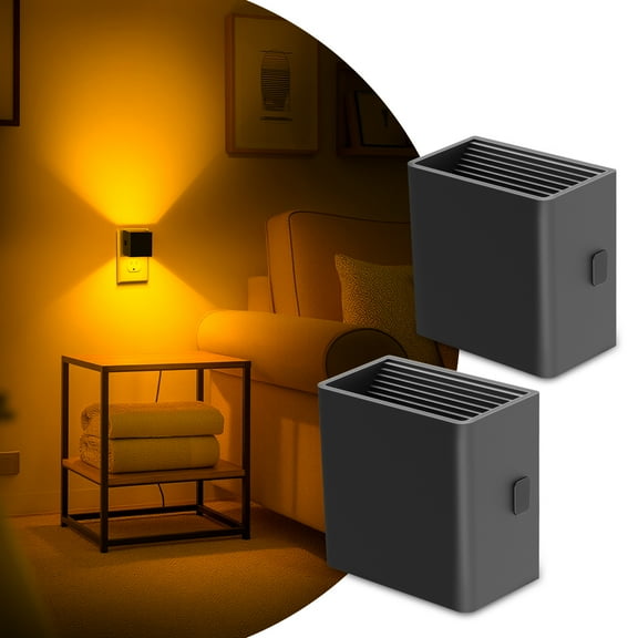 LOHASLED 2 Pack Black Amber Dimmable Square Night Light 3-Level
