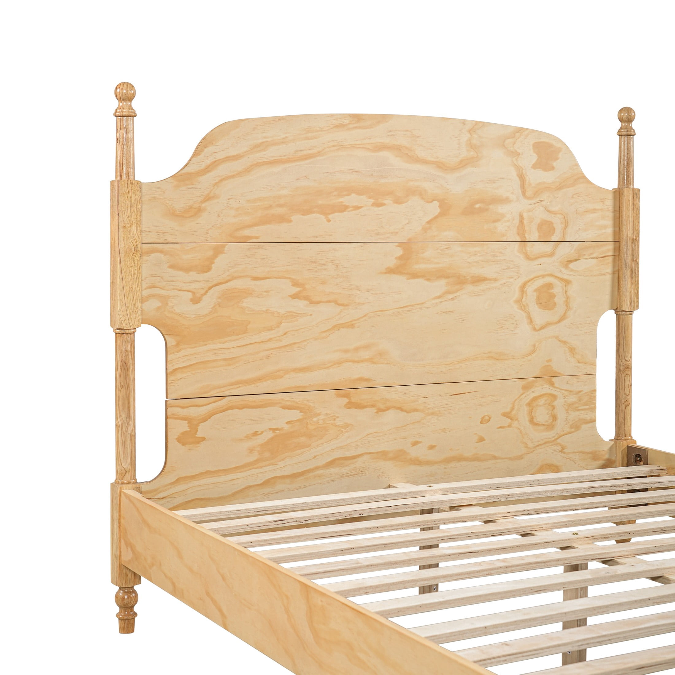 Christopher Knight Home Traditional Solid Wood Post Bed Frame with Arched Headboard, Queen, Natural