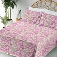thumbnail image 3 of Ambesonne Floral Themed Fitted & Flat Sheet with Sham 3 Pcs Set, Romantic Summer Bloom, Twin XL, Pale Pink Lime Green, 3 of 5