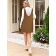 thumbnail image 3 of DARING DIVA Women's Corduroy Deep V Neck Casual Mini Pinafore Dresses XS Brown, 3 of 6