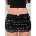 thumbnail image 2 of Pudcoco Women's Mesh Tulle Short Skirt Solid Color Mini Bow Ruffle Layered Elastic Waist Mini Skirt Streetwear, 2 of 8