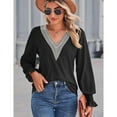 thumbnail image 2 of Yesfashion Women's Lace V Neck Blouse Shirts Long Sleeve Casual Loose Tops, 2 of 5