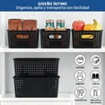 thumbnail image 4 of 8 Cajas de Almacenamiento de Plástico con Tapa, Contenedores Apilables y Resistentes, 26.3x18.5x10.3 cm para Organizar Armario, Dormitorio, Baño, Cocina, Sala y Oficina (Negro), 4 of 7
