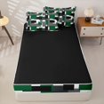 thumbnail image 4 of Castle Fairy Mid Century Block Form Zipper Queen Comforter Set with Fitted Sheet and 2 Pillowcases,Abstract Square Layout Zipper Bedding Set,Green Black Gray,Reversible, 4 of 7