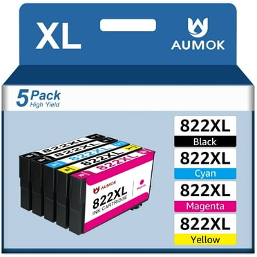 822 Ink Cartridge for Epson 822 XL 822XL T822XL Combo Pack for Workforce Pro WF-3820 WF-4830 WF-4820 WF-4833 WF-4834 Printer (Black Cyan Magenta Yellow, 5-Pack)