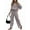 Grey, variant on Women'S Two-Piece Suit Round Neck Basic Top Wide-Leg Pants Suit Dark Red L