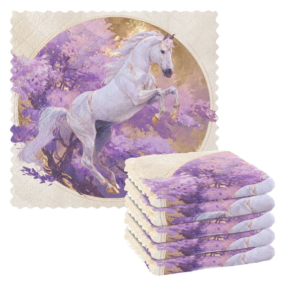 6 Pieces of Kitchen Towels 11x11Inch Kitchen Dish Cloths Kitchen Dish Towels Reuseable Cleaning Cloths White Horse