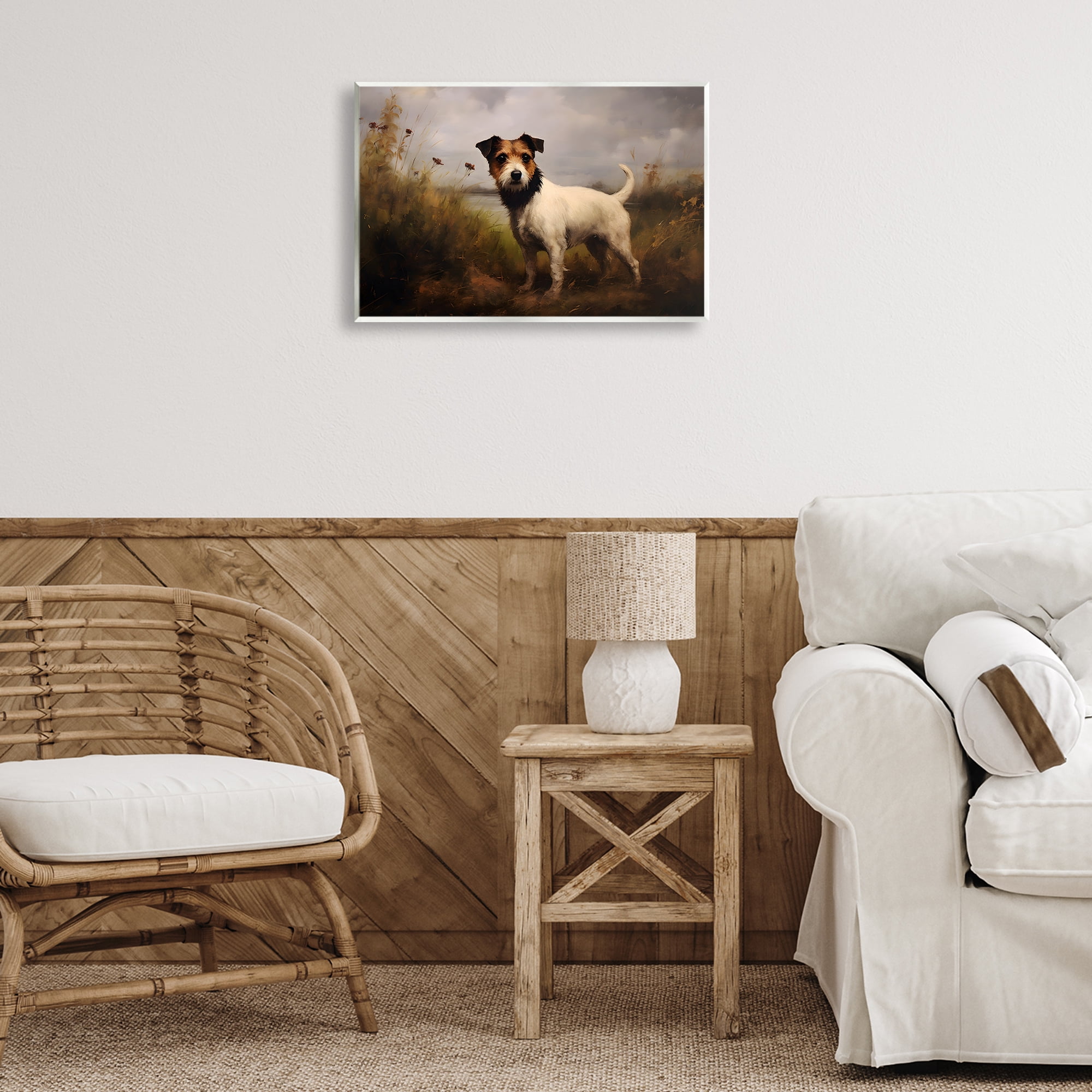 Stupell Industries Jack Russell Terrier Landscape Landscape Painting Unframed Art Print Wall Art, 19 x 13