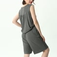 thumbnail image 5 of Defitshape Women's Plus Size Pajama Set Cotton 2 Piece Pj Sleepwear Sleeveless Tank and Shorts Nightwear Lounge Loungewear with Pockets Soft Comfy Grey 3X, 5 of 5
