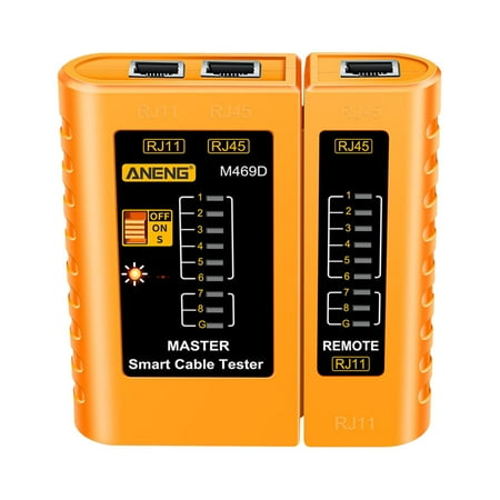 Network Cable Tester Wire Test Tool RJ45RJ11 cat six for Network Cable Yellow
