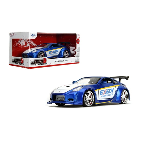 Jada Toys JDM Tuners 1:24 Scale Die-Cast 2003 Nissan 350Z Exedy– Opening Doors, Detailed Interior, Rubber Tires, Collectible for Ages 8 (Candy Blue)