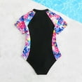 thumbnail image 7 of WOYY Big Girls Short Sleeve One-Piece Swimsuit Quick Drying Zipper Swimwear, Sizes 7-13, 7 of 7