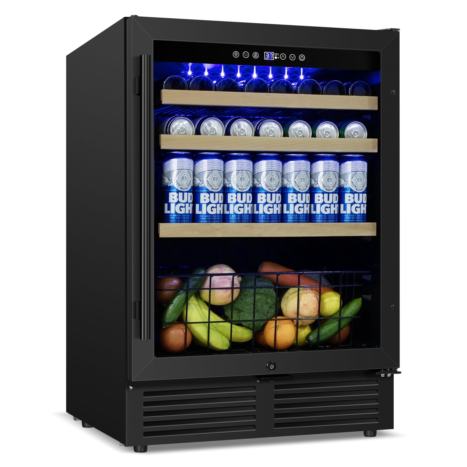 Tittla 24 Inch Wine and Beverage Refrigerator, 4.9 Cu.Ft. Under Counter Build-in Beer Soda Chiller With Glass Door