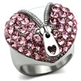 thumbnail image 1 of High Polished No Plating Stainless Steel Ring with Top Grade Crystal, Rose - Size 5, 1 of 1
